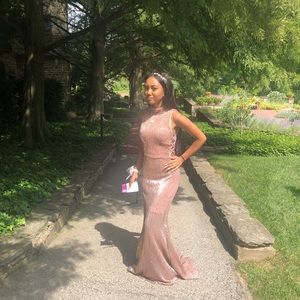 rose gold prom dress